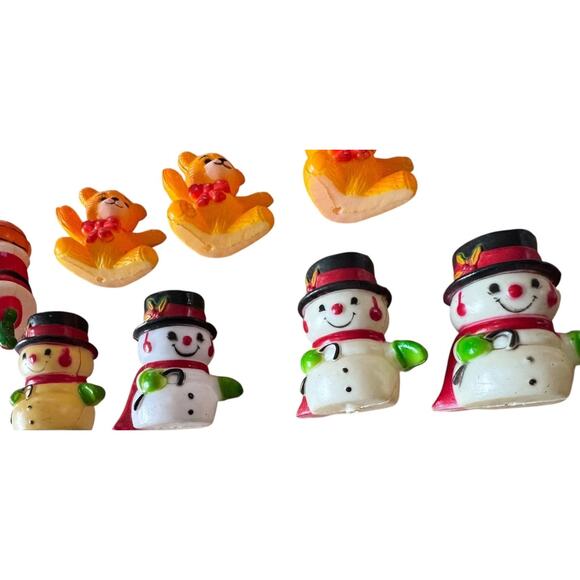 Vintage Christmas Holiday Tree Light Covers Lot Snowmen Bears Sports Santa READ - Picture 3 of 9